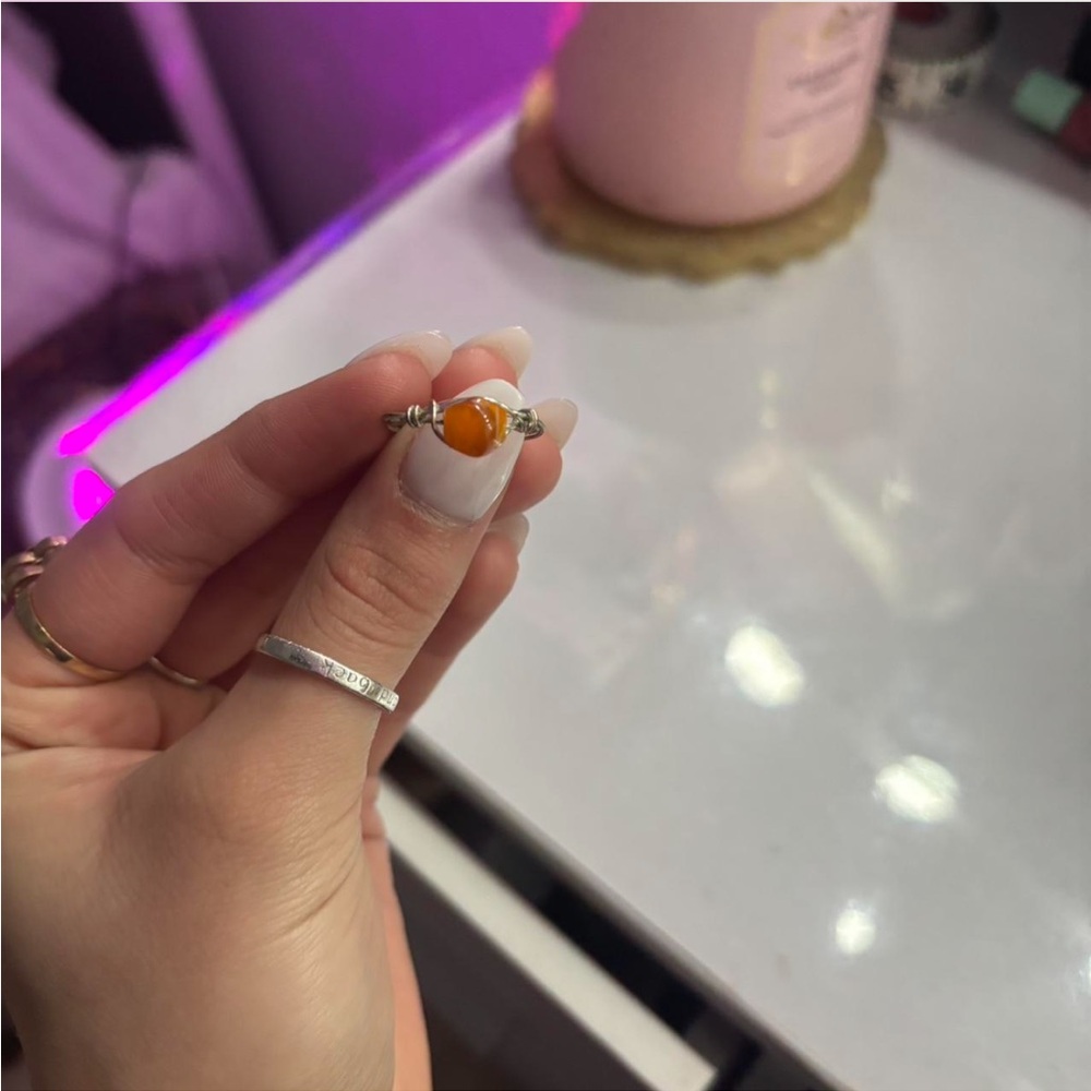Elegant Silver and Orange Gemstone Ring